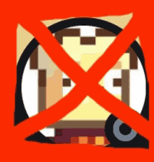 a crossed out image of a cartoon character with a circle around it