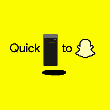 a quick to snapchat logo with a hand pointing