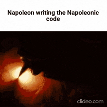 a video of napoleon writing the napoleonic code is being uploaded to clineo.com