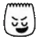 a black and white drawing of a marshmallow with a smiling face .