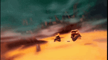 a blurred image of a desert scene with a few objects in the foreground