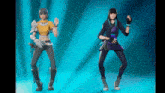 two video game characters are dancing on a stage