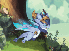 a cartoon drawing of a dragon with wings and a crown