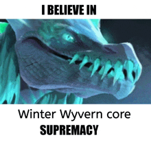 a picture of a dragon with the words " i believe in winter wyvern core supremacy " below it