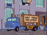 a cartoon shows a rat trap delivery truck