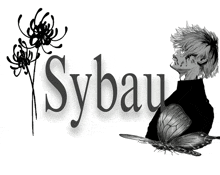 a black and white drawing of a man with the word sybau above him