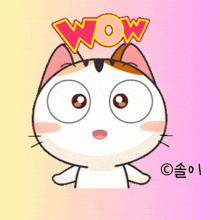 a cartoon cat with the word wow written on its head