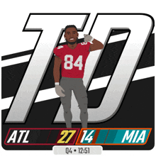 a football player wearing a red jersey with the number 84