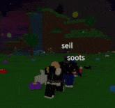 a group of roblox characters are playing a game and one of them is laying on the ground .
