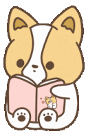 a cartoon of a dog reading a book