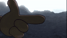 a cartoon drawing of a hand pointing at something with a light coming out of it