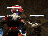 a video game with ghost and sstkk in the background