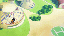 an aerial view of a cartoon scene with the letter h in the middle of it