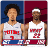 two basketball players from the pistons and heat