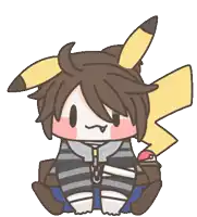 a cartoon character with pikachu ears and a poke ball