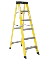 a yellow ladder with a black top that says powerlite on it