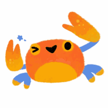 hello crab winking greetings waving to say hello