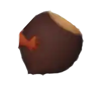 a close up of a brown object with a red stripe on it