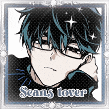 a picture of a boy with glasses and the words scans lover