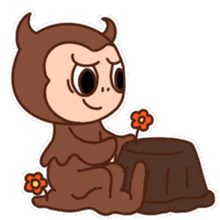 a cartoon monkey is sitting next to a flower