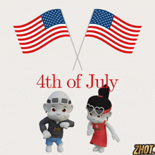 a poster for the 4th of july with a boy and girl