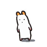 a cartoon drawing of a hamster with orange ears standing on its hind legs