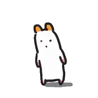 a cartoon drawing of a hamster with orange ears standing on its hind legs