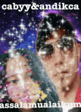 a picture of a man and a woman with the words cabyy and andikca behind them