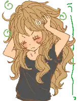 a pixel art of a girl with long hair