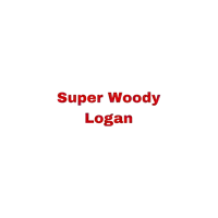 a white background with the words super woody logan in red