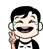 a cartoon of a man laughing with tears coming down his face