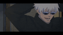 a cartoon character wearing sunglasses and a black sweatshirt