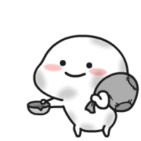 a cartoon character is carrying a bag and a cup .