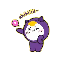 a sticker of a penguin with a heart and the words " ahhhh "