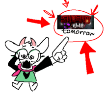 a drawing of a cartoon character pointing at a silent camp tomorrow logo