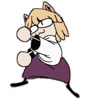 a cartoon of a girl with cat ears and glasses giving a middle finger