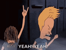 a cartoon of beavis and butthead saying " yeah yeah yeah "