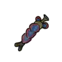 a colorful drawing of a candy with a bow on a white background