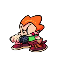 a cartoon character is holding a microphone in his hand