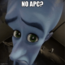 a picture of a cartoon character with the words no apc written on it