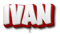 the name ivan is written in red and white