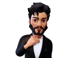 a cartoon of a man with a beard and a white shirt