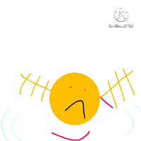 a drawing of a yellow circle with the word help written above it