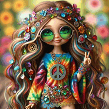Hippie Cartoon Hippie Peace Girl GIF