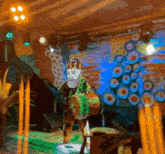 a pixelated image of a man wearing a crown