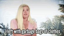 talking explaining serious blonde garbage bag