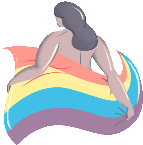 Female Figure With Pride Flag Sticker - Its All Love Love Wins Sassy Stickers