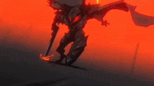 a cartoon of a man holding a sword and screaming .