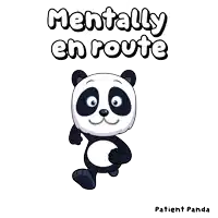 a panda bear with the words mentally en route written above it