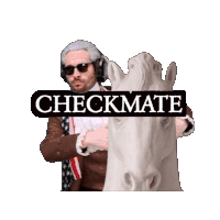 a checkmate sticker with a statue of george washington and a chess piece